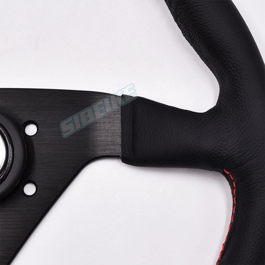 Universal Car Steering Wheel Genuine Leather 350mm 14Inch Flat Drifting Volante Classic Car Steering Wheel For Racing Car