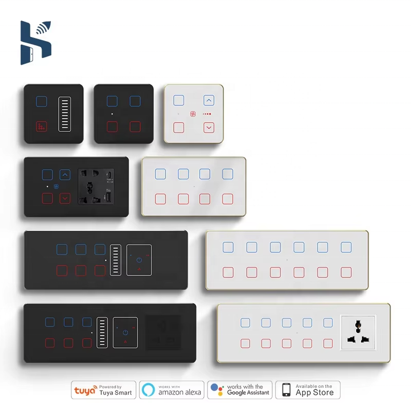 Tuya Smart WiFi Fan Adjustment 6&8M Touch Switch APP Remote Control Voice Control 10A 240V Smart Life Glass Wall Switch India