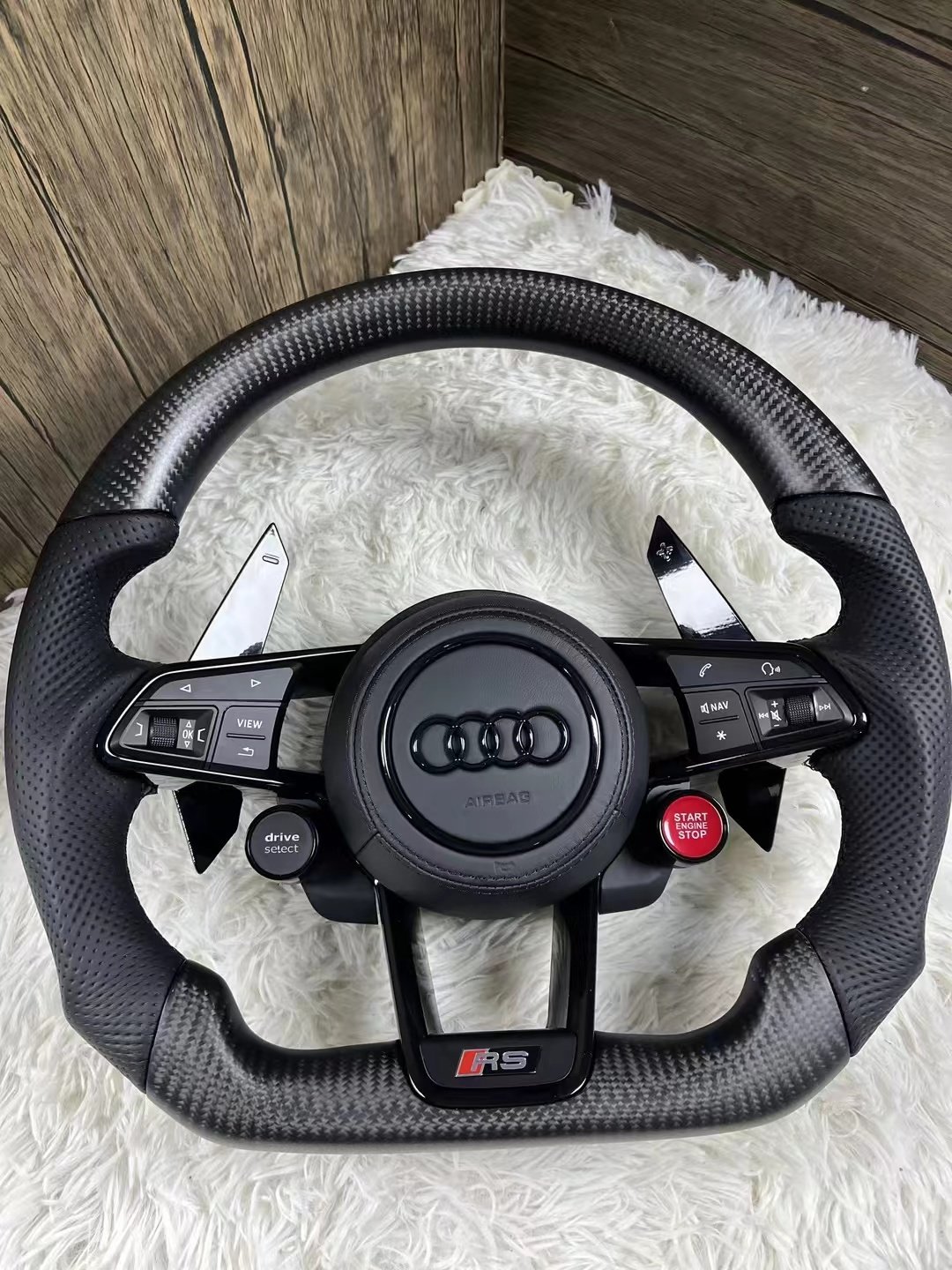 Steering Wheel For Audi A3 A4 A5 A6 A7 Q3 Q5 Q7 Fully Perforated Steering Wheel Flat Bottom Steering Wheel Campaign Assembly