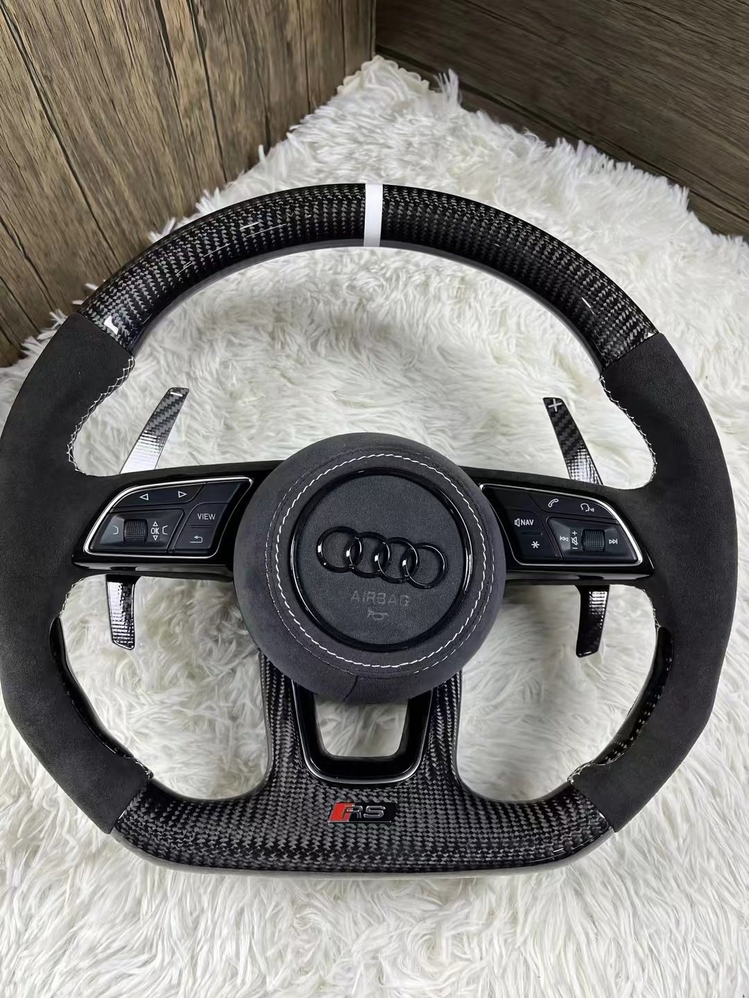 Steering Wheel For Audi A3 A4 A5 A6 A7 Q3 Q5 Q7 Fully Perforated Steering Wheel Flat Bottom Steering Wheel Campaign Assembly