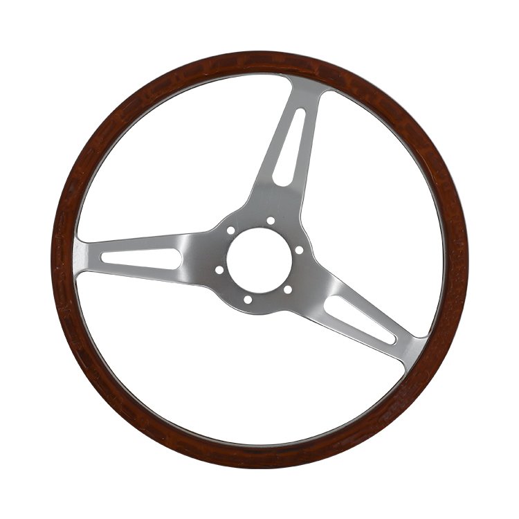 Universal 380mm dia 3 Spoke Vintage Car Wooden Steering Wheel