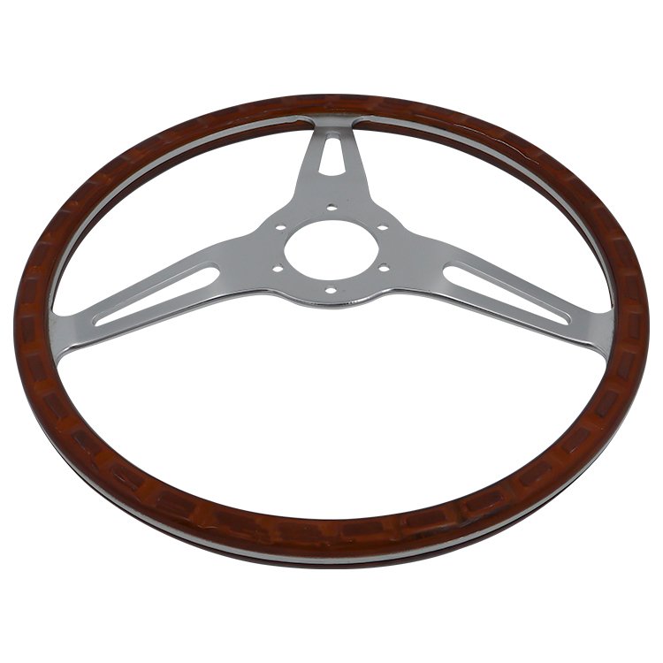 Universal 380mm dia 3 Spoke Vintage Car Wooden Steering Wheel