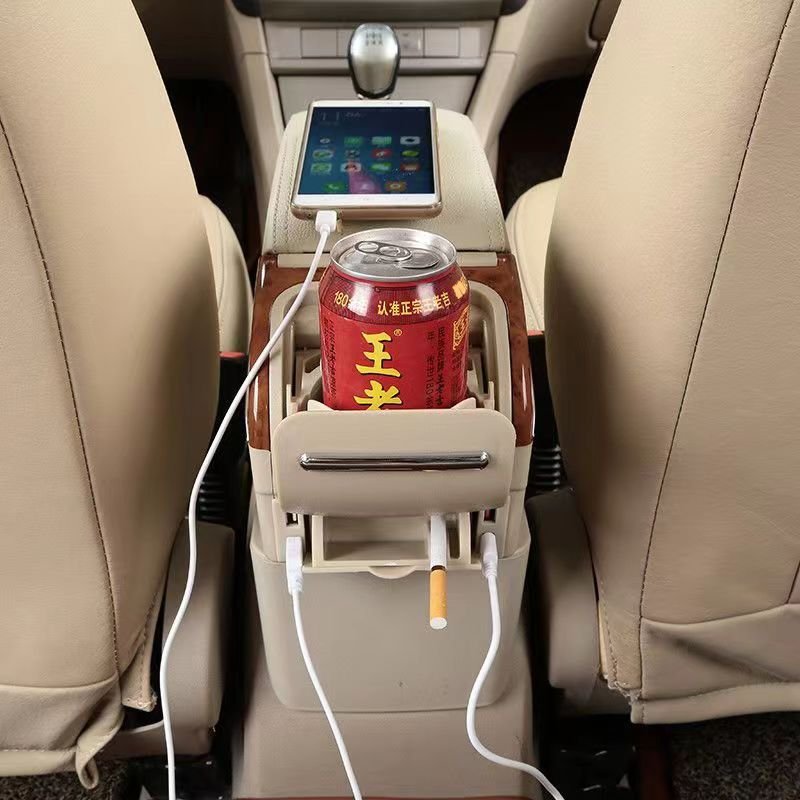 For Volkswagen Caddy 5 Car Armrest Suitable Center Console Storage Box PU Leather Armrest USB Car Interior Parts