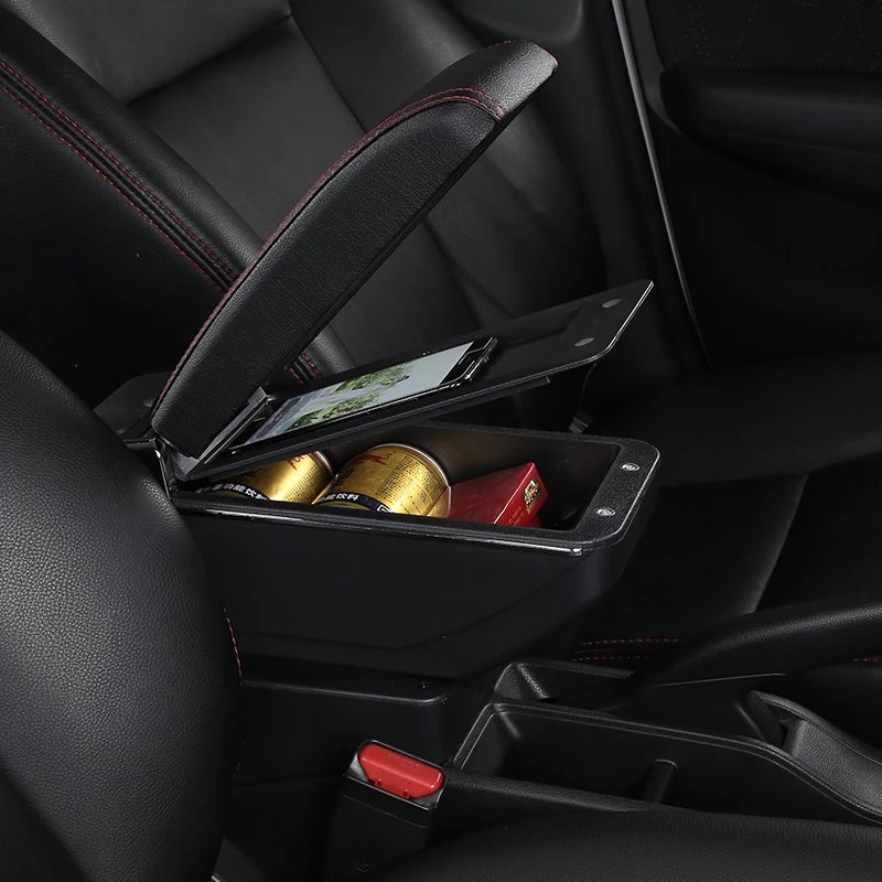 TONC Custom Armrest Console Organizer for 2015 Kia Rio - Premium Center Console with USB Charging and Dual-Compartment Storage