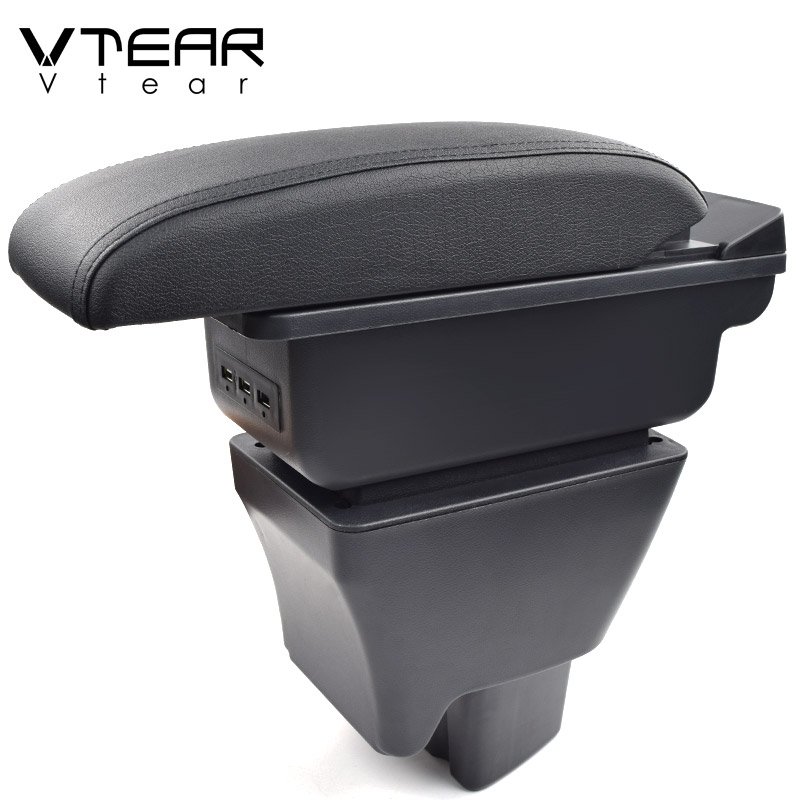 Vtear for Tata Tirgo Armrest USB Charging Heighten Double Layer Storage Box Interior Arm Rest Car Accessories Decoration Part