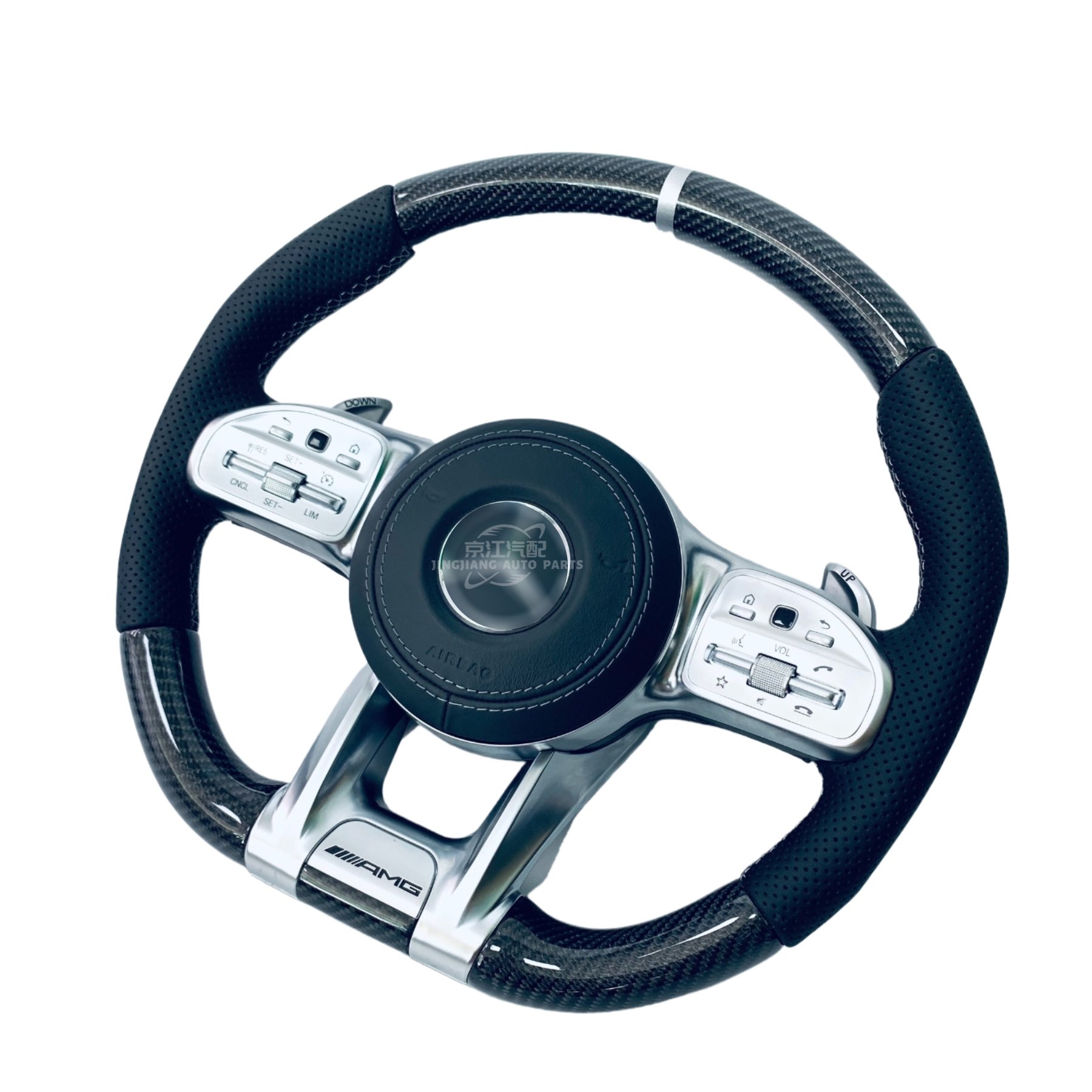 Suitable for -mercedes-benz old model modification AMG multifunctional carbon fiber steering wheel Nappa leather