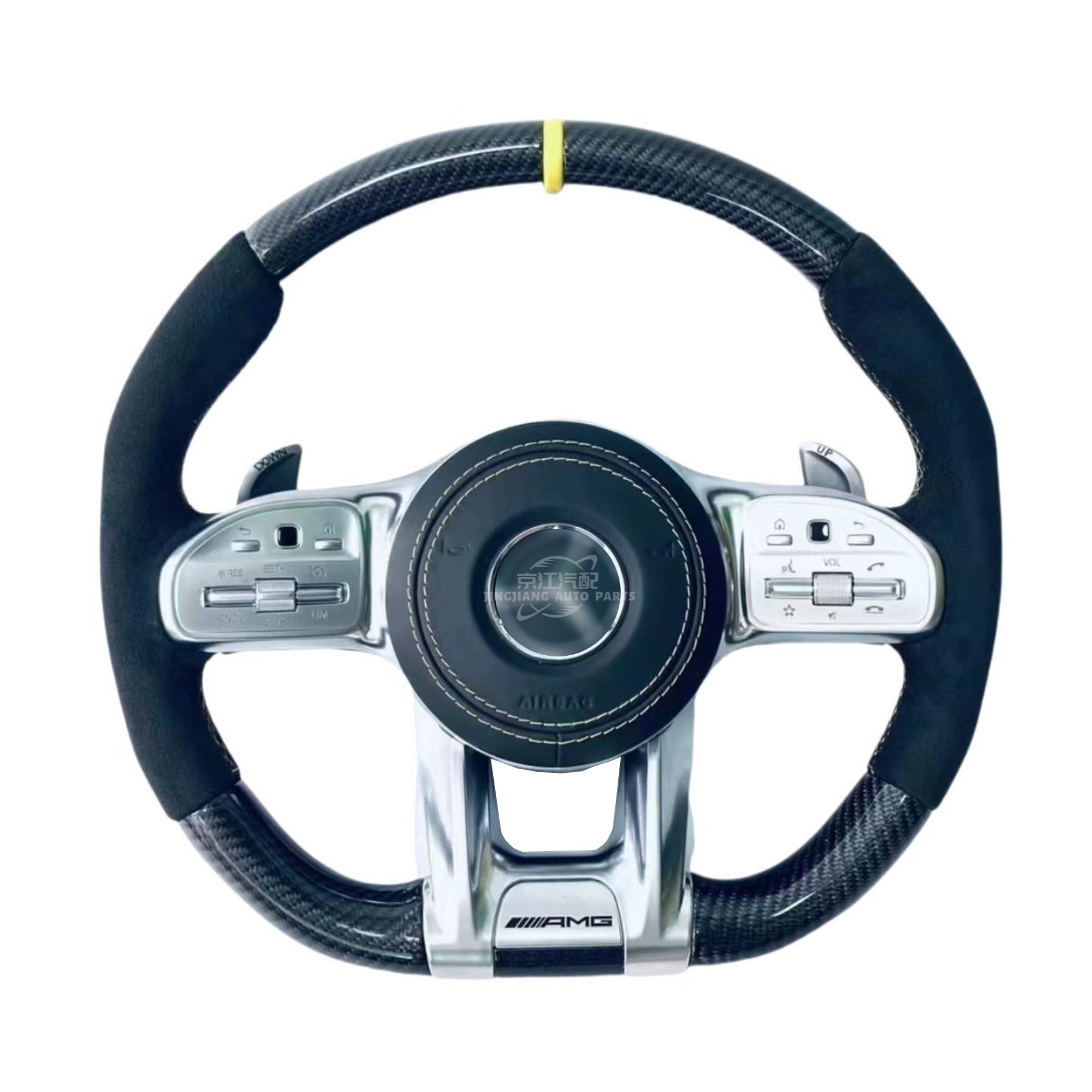 Suitable for -mercedes-benz old model modification AMG multifunctional carbon fiber steering wheel Nappa leather
