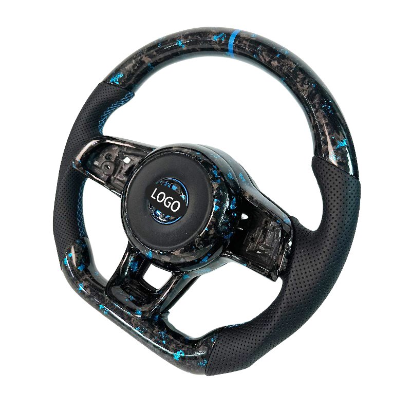 Blue Forged Carbon Fiber Car Steering Wheel for Volkswagen Golf 7R GOLF 7.5 GTI GTS GTD GTE Polo GTI Custom Steering Wheel