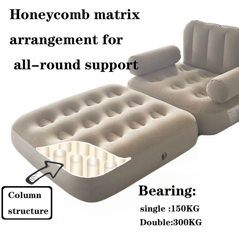 Multifunctional Loveseat Inflatable Sofa Bed Easy-to-Use Blow-Up Couch with L-Shaped Armrest Outdoor Living Room Use Air Sofa
