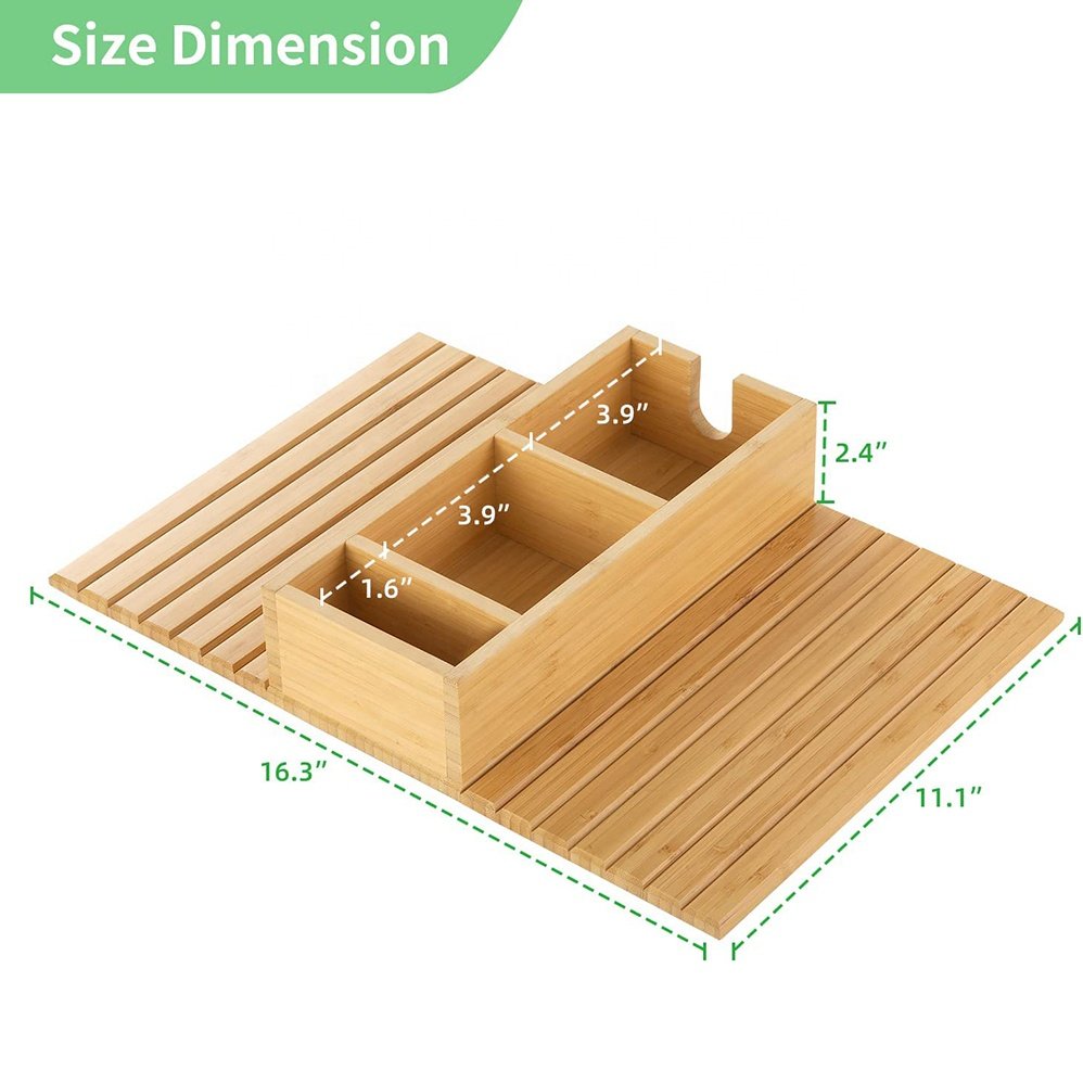 Bamboo Sofa Cup Holder Armrest Tray Couch Drink Holder Portable Couch Arm Tray Table for Remote/Snacks/Cup