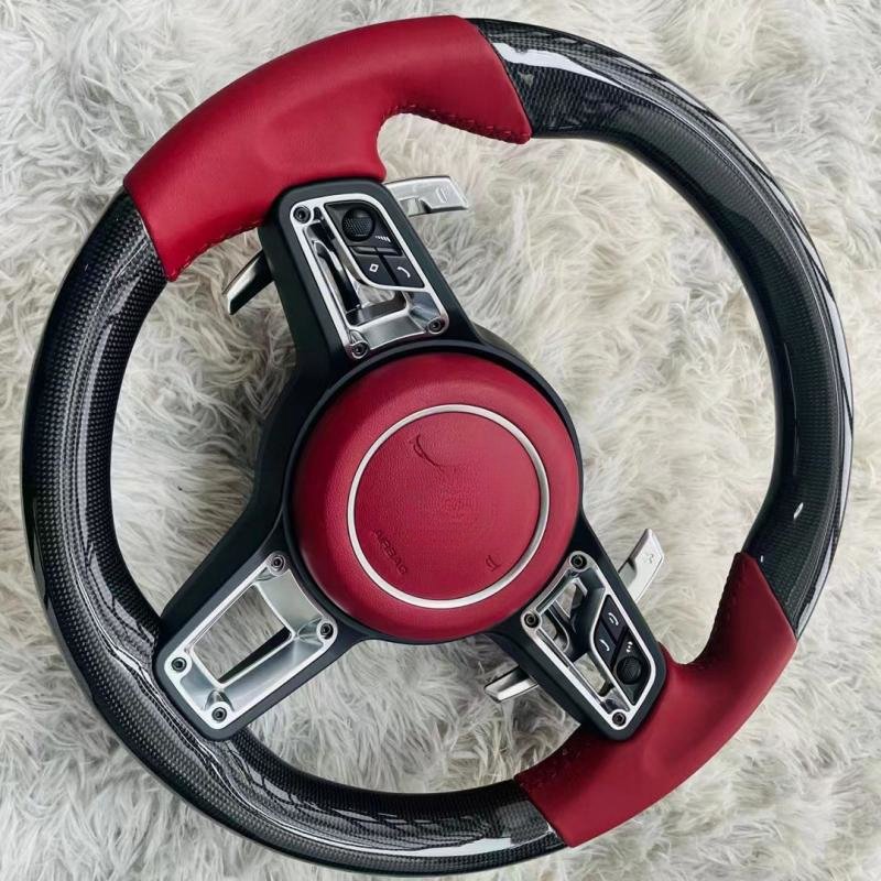 Real Carbon Fiber Steering Wheel For Porsche Cayenne Panamera Cayman Boxster Carrera Car Interior Accessories