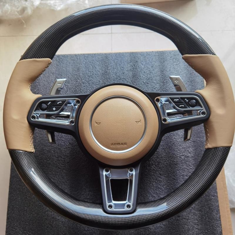 Real Carbon Fiber Steering Wheel For Porsche Cayenne Panamera Cayman Boxster Carrera Car Interior Accessories