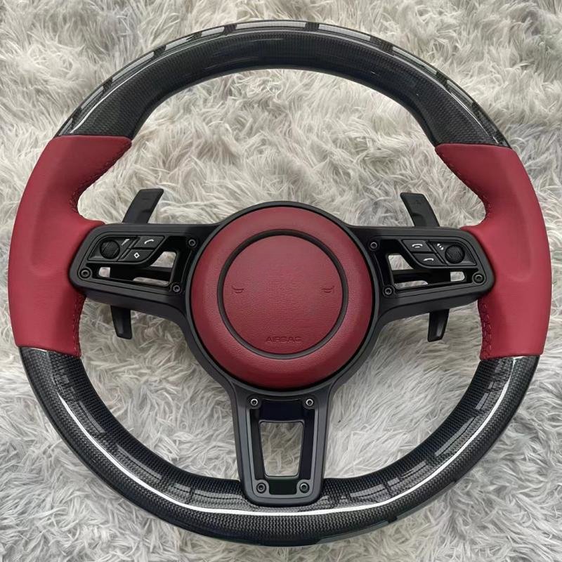 Real Carbon Fiber Steering Wheel For Porsche Cayenne Panamera Cayman Boxster Carrera Car Interior Accessories