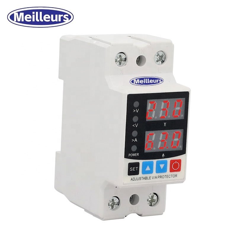 30A 40A 50A 63A 80A 100A Din Rail Digital Adjustable Over and Under Voltage Current Protective Device Protector Device 220V 230V