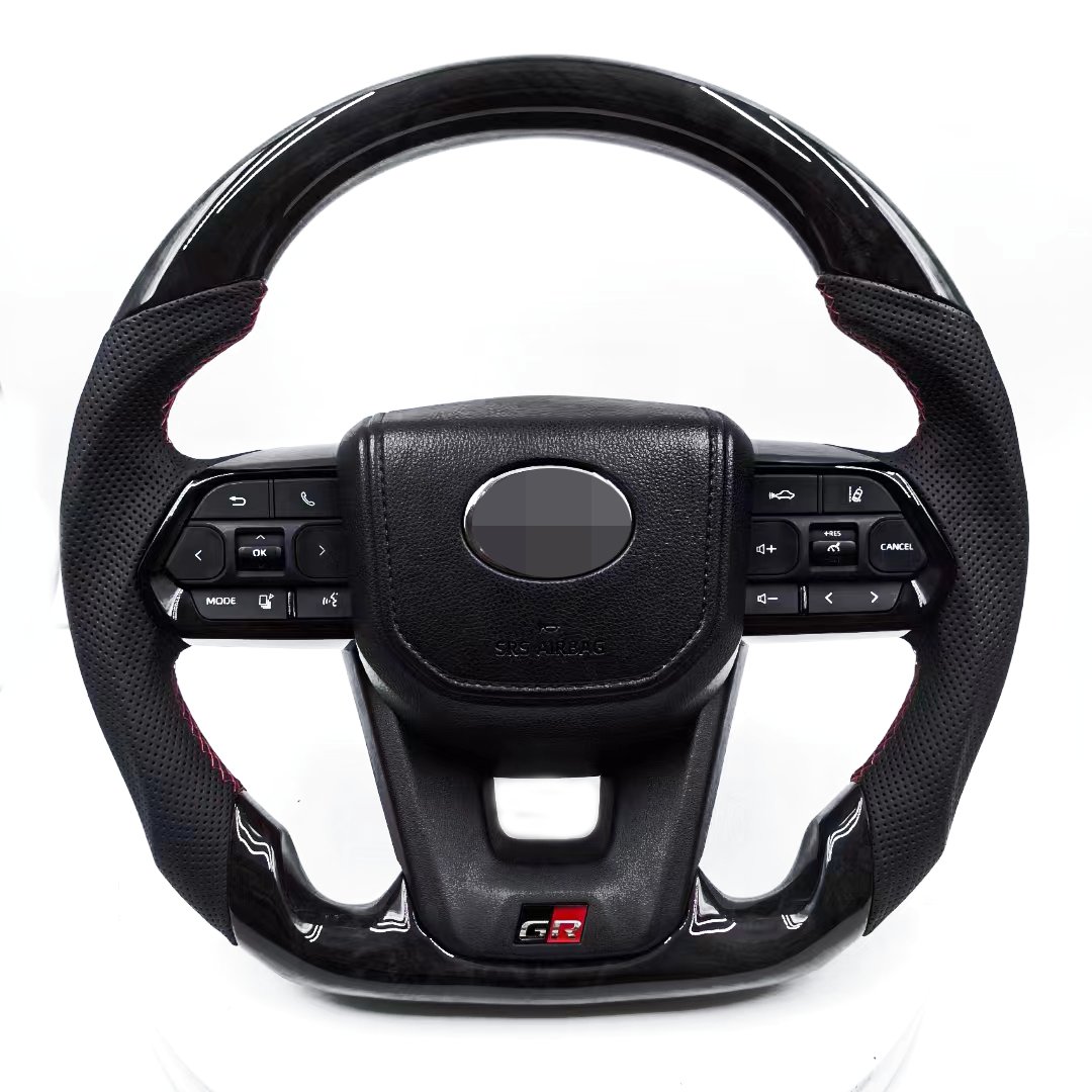 for Toyota LAND CRUISER LC300 Black button steering wheel 2008 2021 GR-style Carbon fiber steering wheel LC79 LC76 LC70