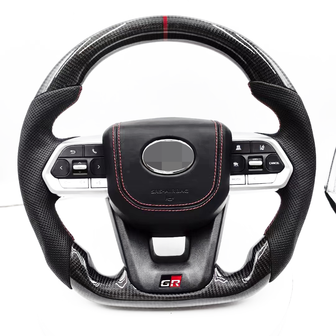 for Toyota LAND CRUISER LC300 Black button steering wheel 2008 2021 GR-style Carbon fiber steering wheel LC79 LC76 LC70