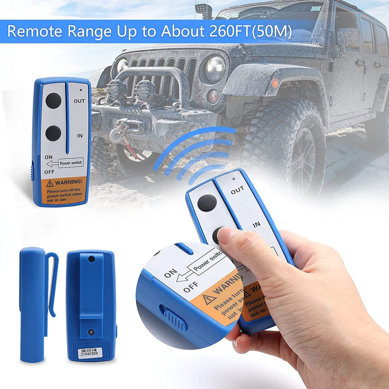 2Pcs Wireless Winch Remote Control Kit Max. 150ft, 250A Winch Solenoid Relay 12V Winch Relay Contactor for 2000-5000lbs ATV UTV