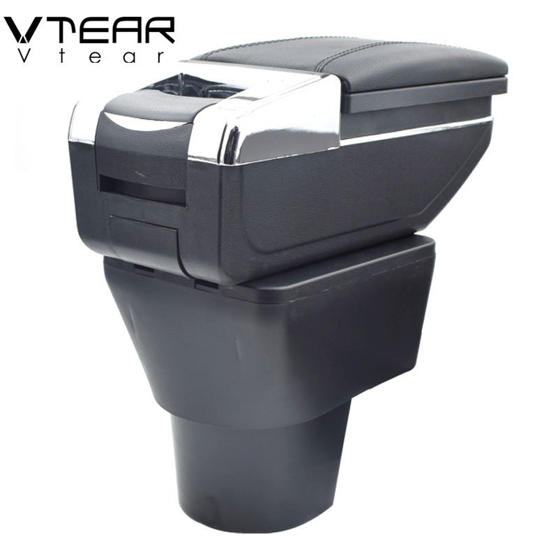 Vtear for Hyundai Accent Armrest Leather Central Store Storage Box Red Thread Car-styling Interior ABS Arm Rest Accessories Part