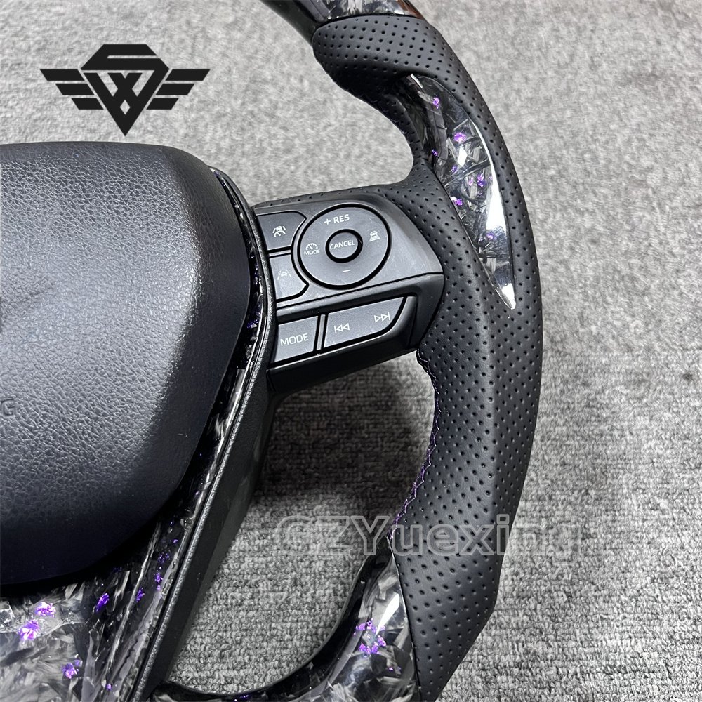 Hot Selling Car Steering Wheel Suitable For Toyota Camry Purple Powder Forged Carbon Steering Wheel Assembly