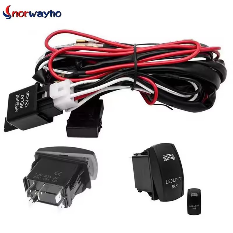 Norwayho Auto Motive Wiring Set Universal Wire Harness with Relay Switch Fuse Holder Connection Cable for Lighting LED Whip