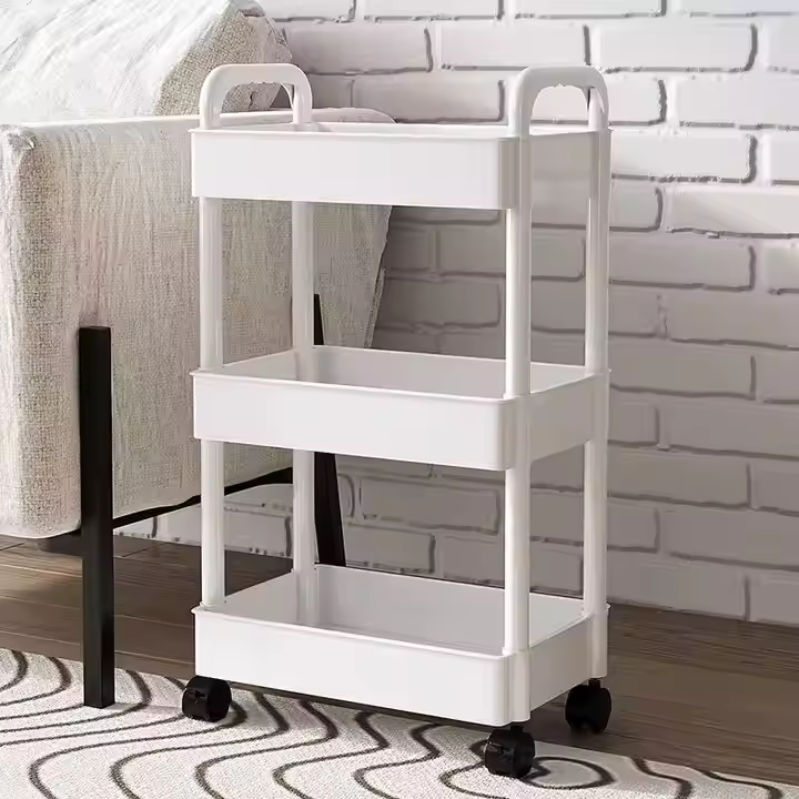 Wheeled Trolley Toilet Storage Rack Household Snack Storage Shelf Multi-layer Dual Armrest Shelving