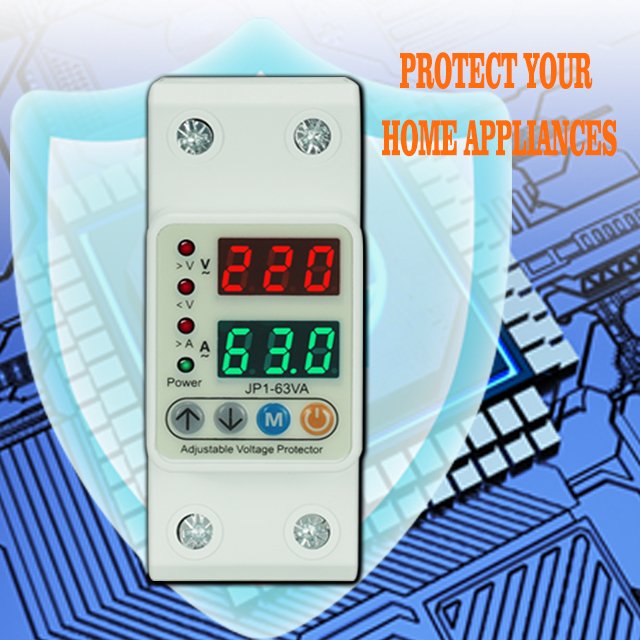 Dual Displays Self-reset 63A 230V Over Voltage Under Voltage Current Relay Protector Display Din Rail Protector 230V 63A 80A