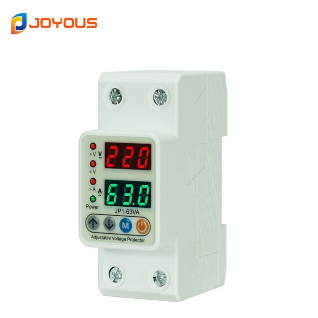 Dual Displays Self-reset 63A 230V Over Voltage Under Voltage Current Relay Protector Display Din Rail Protector 230V 63A 80A