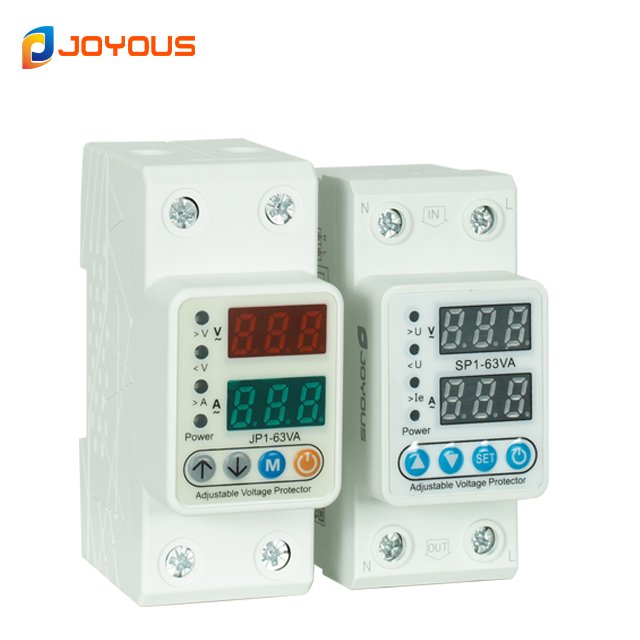 Dual Displays Self-reset 63A 230V Over Voltage Under Voltage Current Relay Protector Display Din Rail Protector 230V 63A 80A