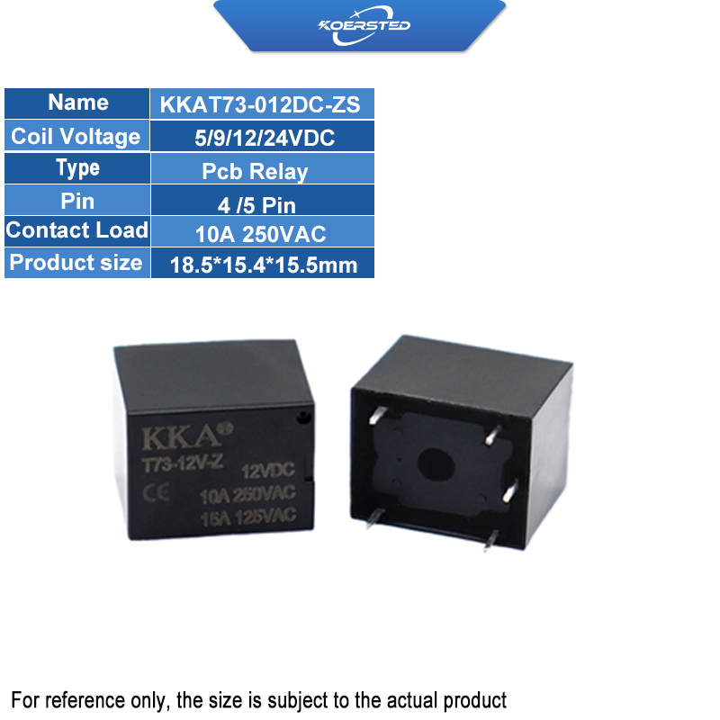 KKA-T73/100pcs/pack DC5/12/24V SPDT/SPST 10A 4/5 Pin PCB Relay Mini Relay 5V/12V/24V for Home Appliances