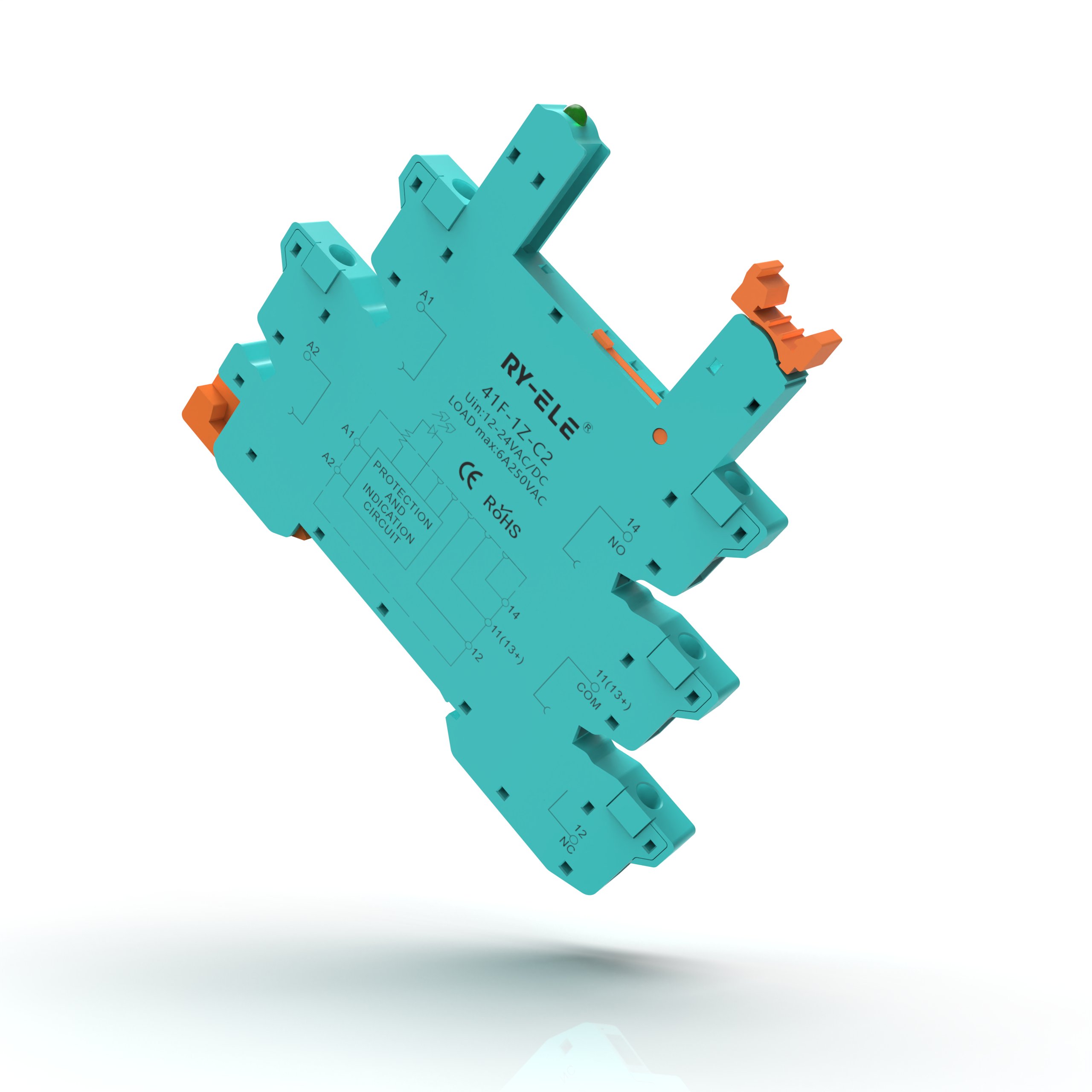 Miniature 41F-1Z-C2-1 Electromagnetic Relay Socket 6.22mm Thick Din-Rail PLC Slim For General Purpose Use RTS Main Screw