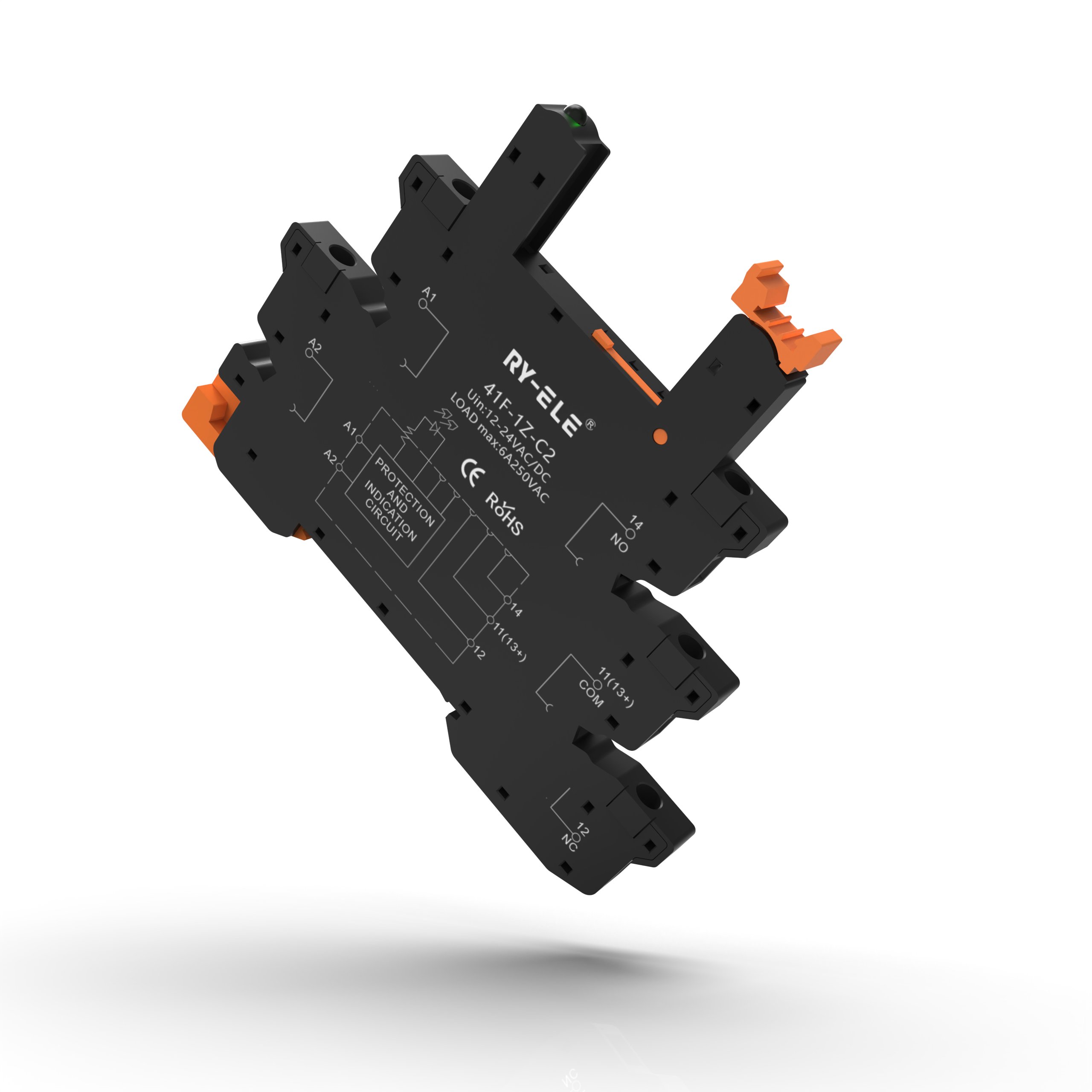 Miniature 41F-1Z-C2-1 Electromagnetic Relay Socket 6.22mm Thick Din-Rail PLC Slim For General Purpose Use RTS Main Screw