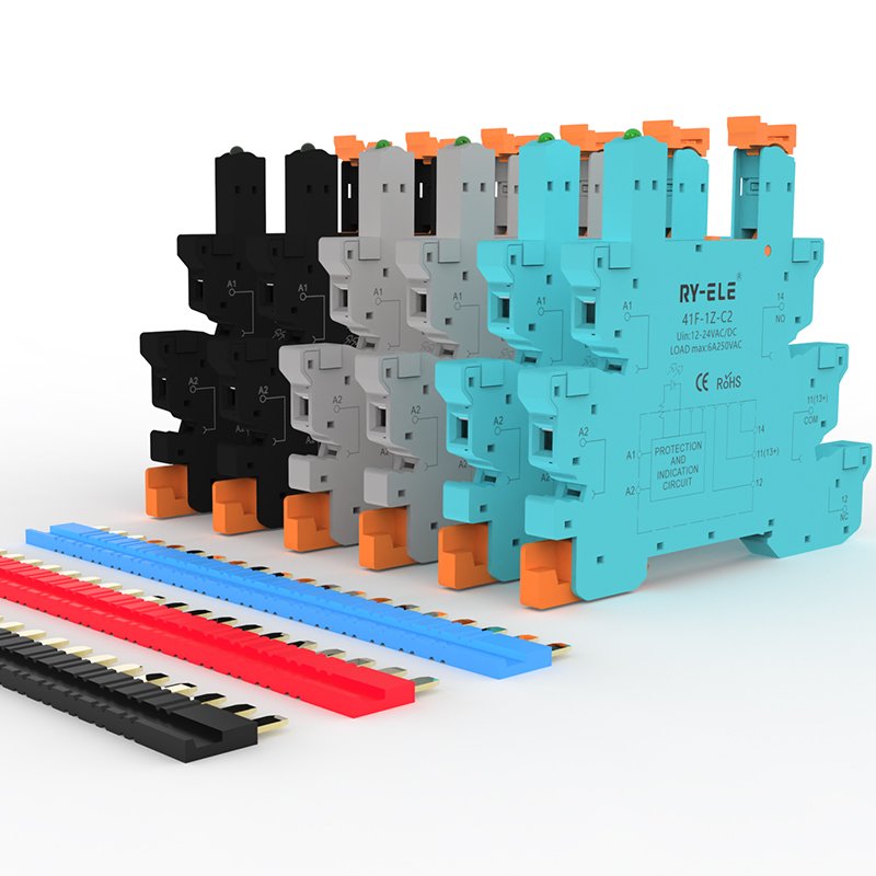 Miniature 41F-1Z-C2-1 Electromagnetic Relay Socket 6.22mm Thick Din-Rail PLC Slim For General Purpose Use RTS Main Screw