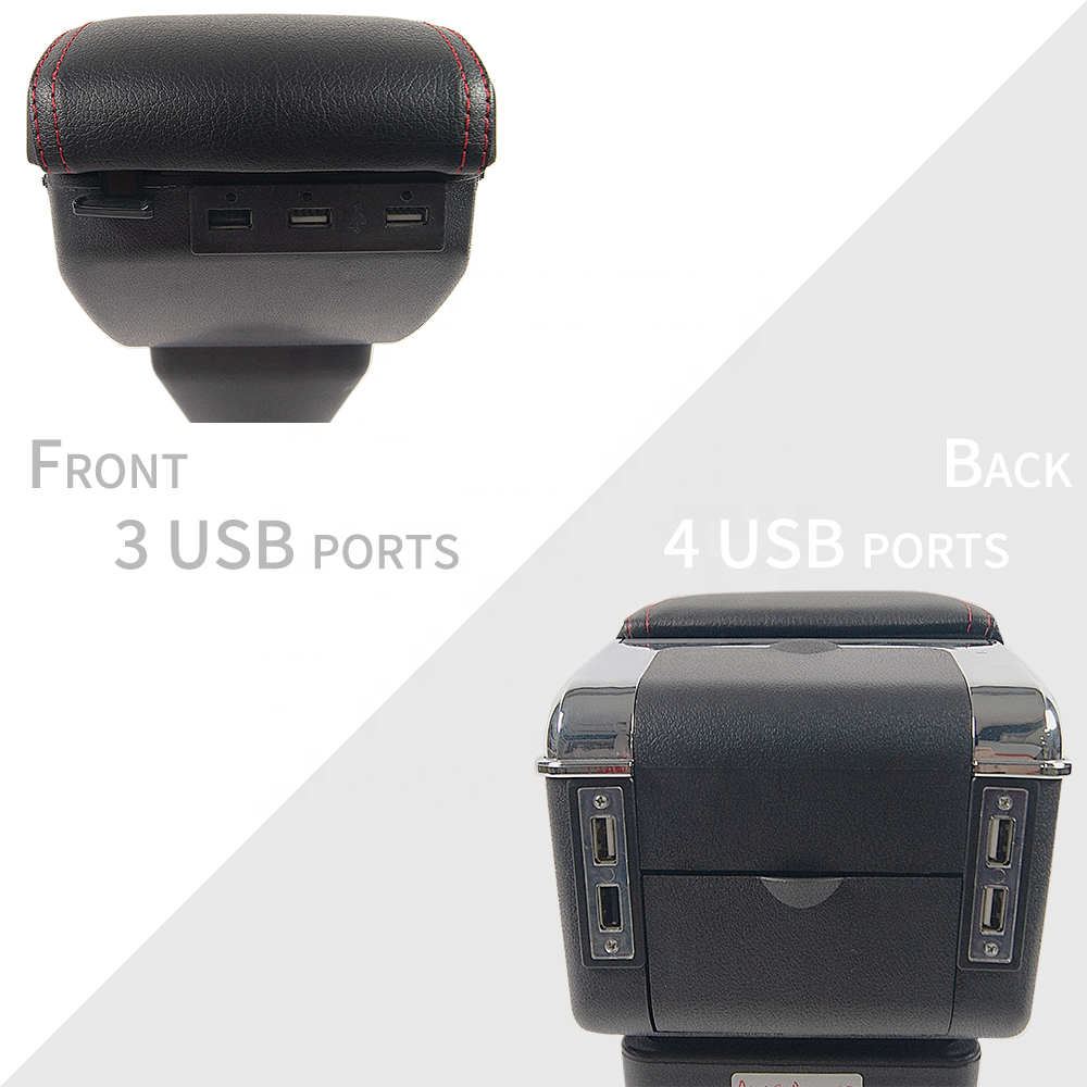2022 Car Accessories AC-468 Car Interior Accessory Console Box Armrest With USB LED Interior Armrest Storage