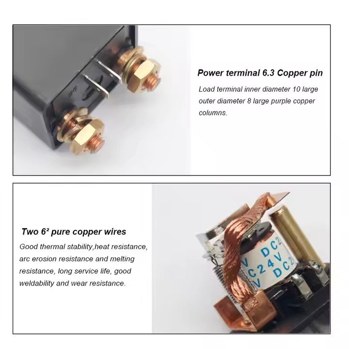 Car Relay High Current 12V/24V 200A 2.4W Continuous Type Automotive Relay for Car Truck Motor Automotive