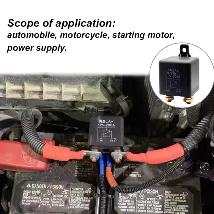 Car Relay High Current 12V/24V 200A 2.4W Continuous Type Automotive Relay for Car Truck Motor Automotive