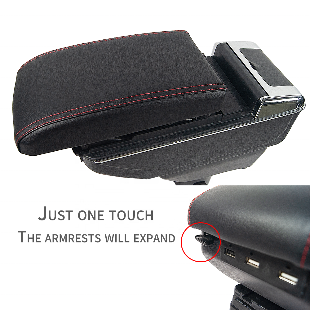 7 Usb Car Auto Console Box With LED Light China Wholesale Car Accessories 2 Layer Car Armrest
