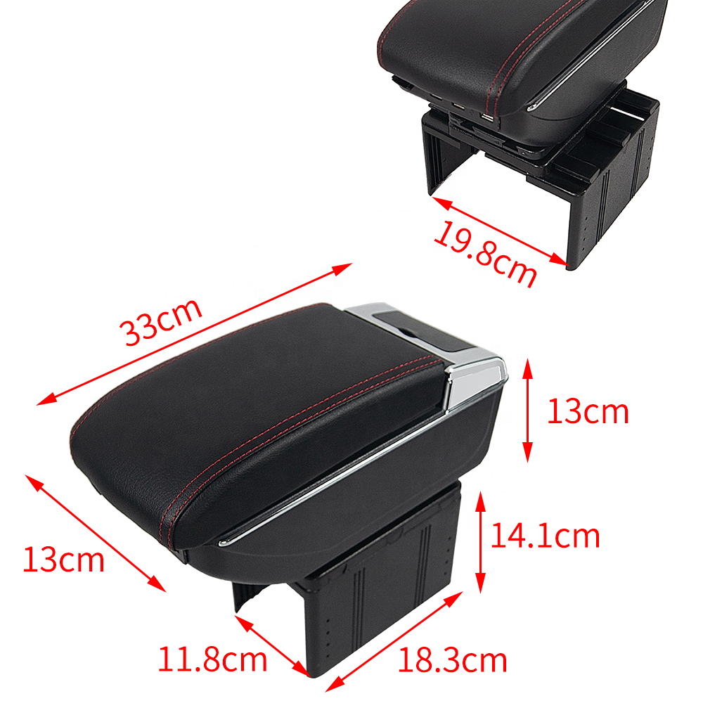 7 Usb Car Auto Console Box With LED Light China Wholesale Car Accessories 2 Layer Car Armrest