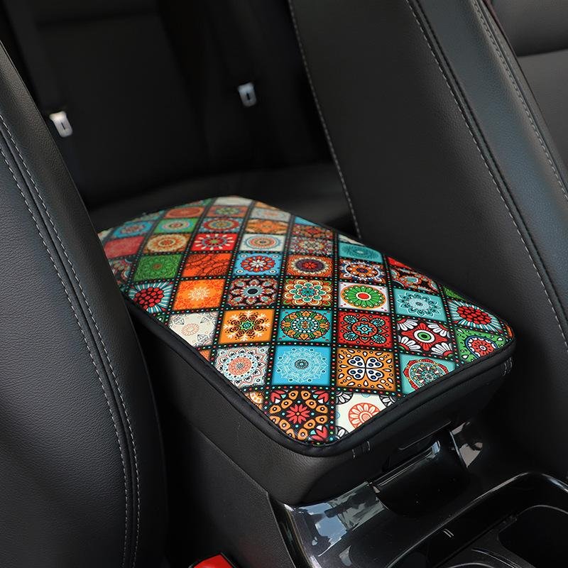 Four Seasons Universal Armrest Case Leather Printed Comfortable Non-Slip Central Armrest Mat Cushion