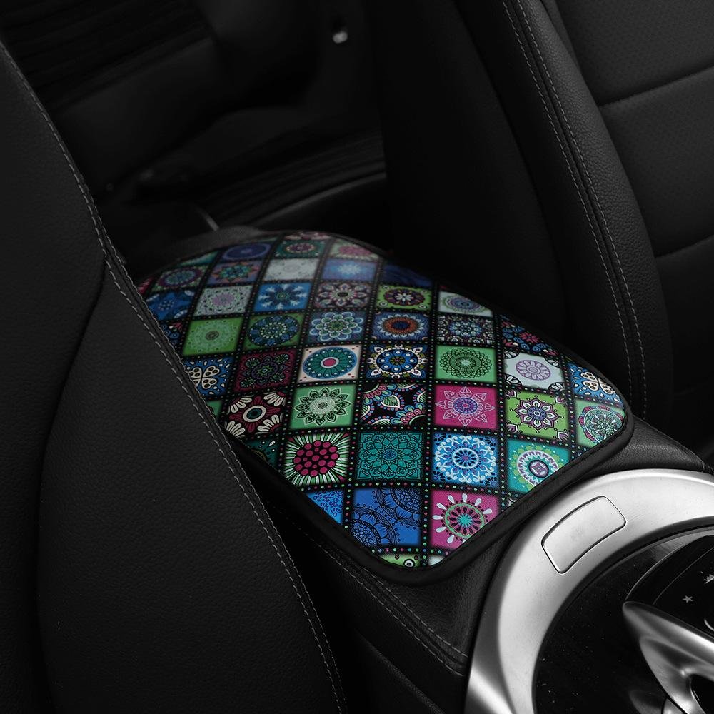 Four Seasons Universal Armrest Case Leather Printed Comfortable Non-Slip Central Armrest Mat Cushion