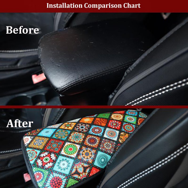 Four Seasons Universal Armrest Case Leather Printed Comfortable Non-Slip Central Armrest Mat Cushion