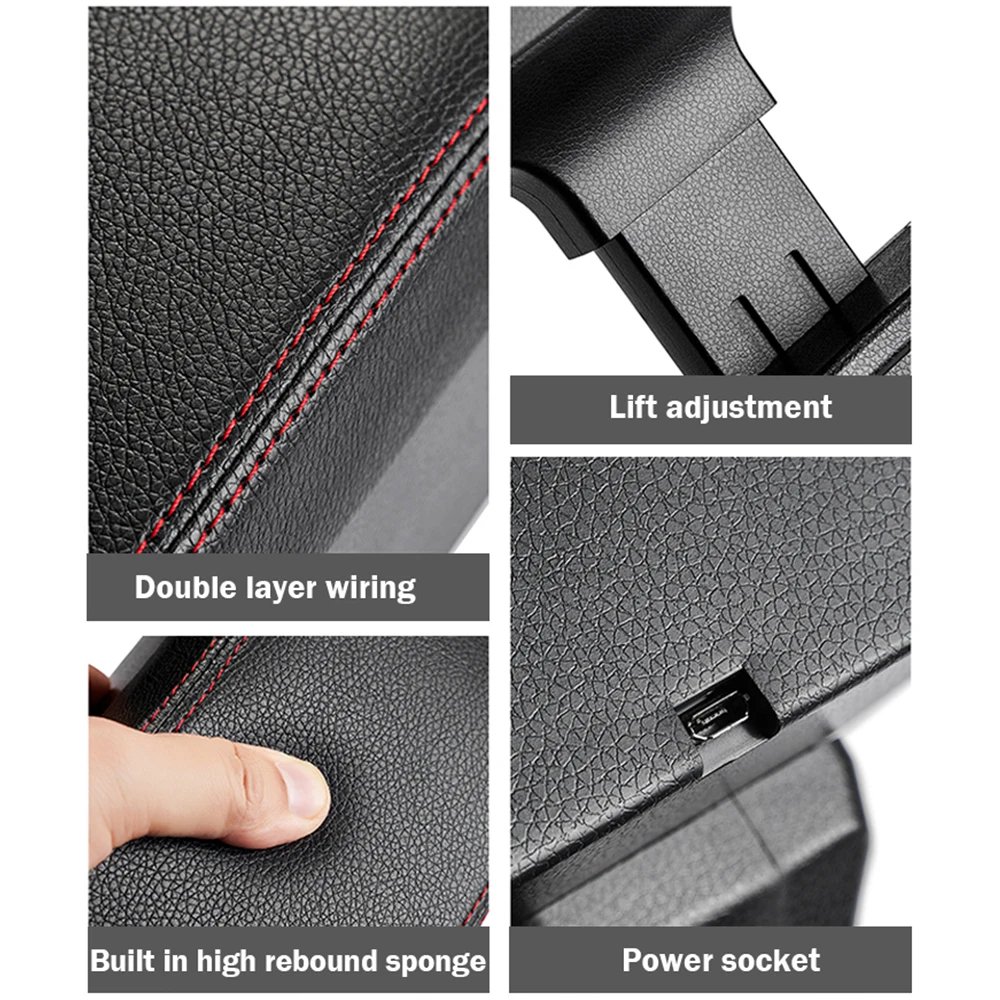 Universal Car Armrest Box with Wireless Car Charger Adjustable Height Center Console Armrest Extender Support Elbow Rest Pad