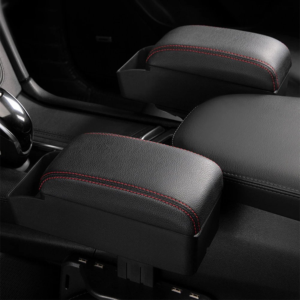 Universal Car Armrest Box with Wireless Car Charger Adjustable Height Center Console Armrest Extender Support Elbow Rest Pad