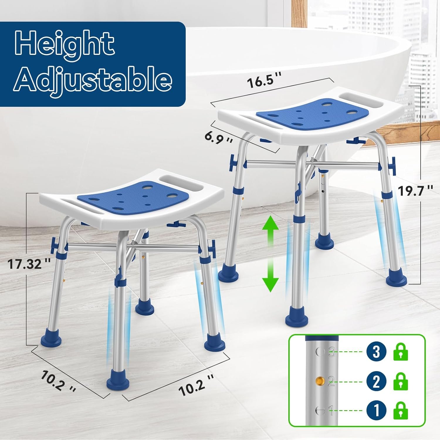 Heavy Duty Shower Chair 796B Elderly Adults' Bath Safety Equipment with Armrest & Back Shower Seat for Bathtub & Shower