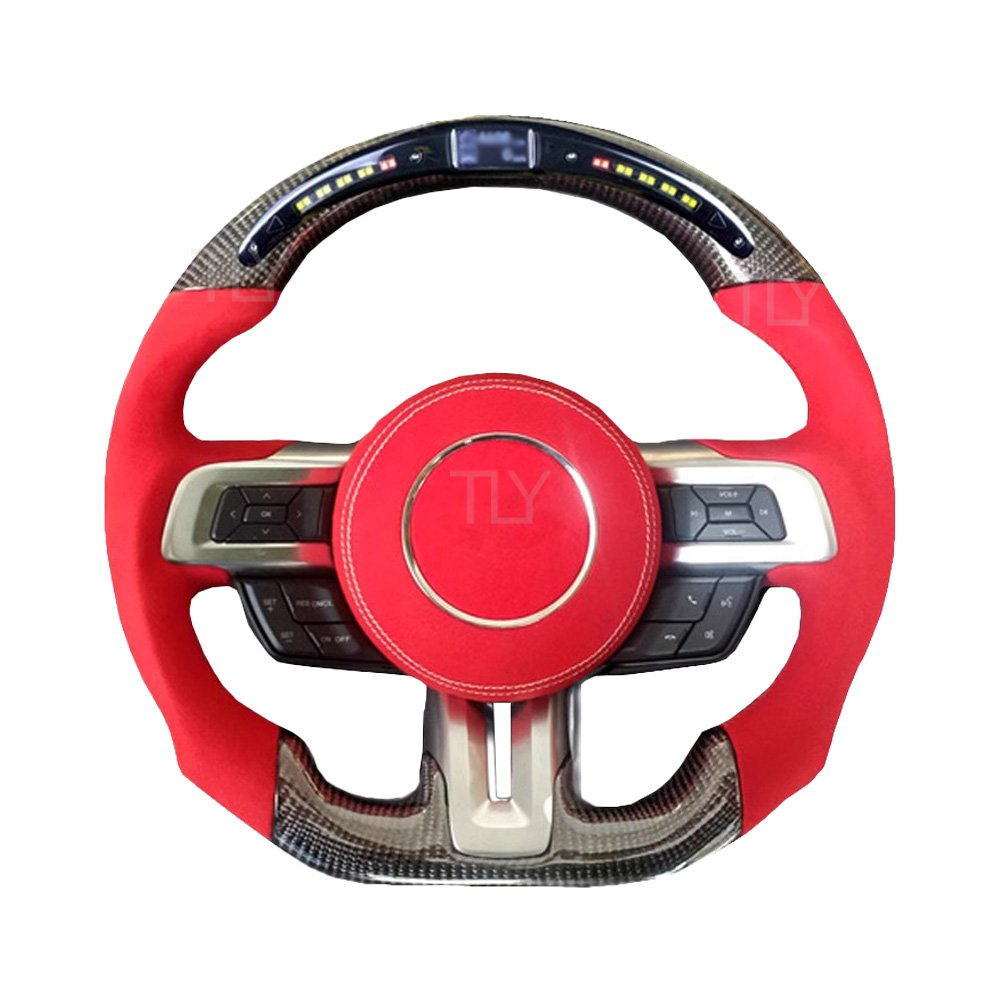 Custom LED Shift Light Racing Real Carbon fiber Steering Wheel For Ford mustang GT 2020 2018 2019 Car Steering Wheel