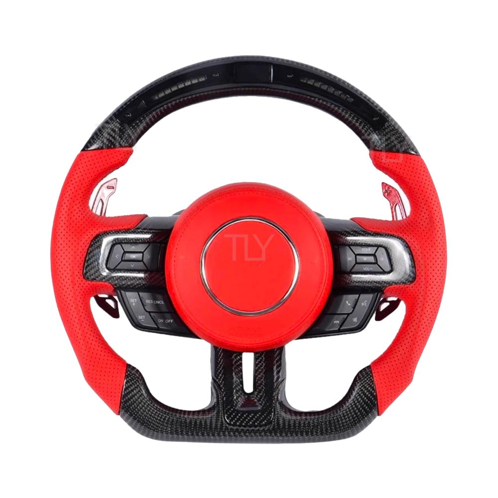 Custom LED Shift Light Racing Real Carbon fiber Steering Wheel For Ford mustang GT 2020 2018 2019 Car Steering Wheel