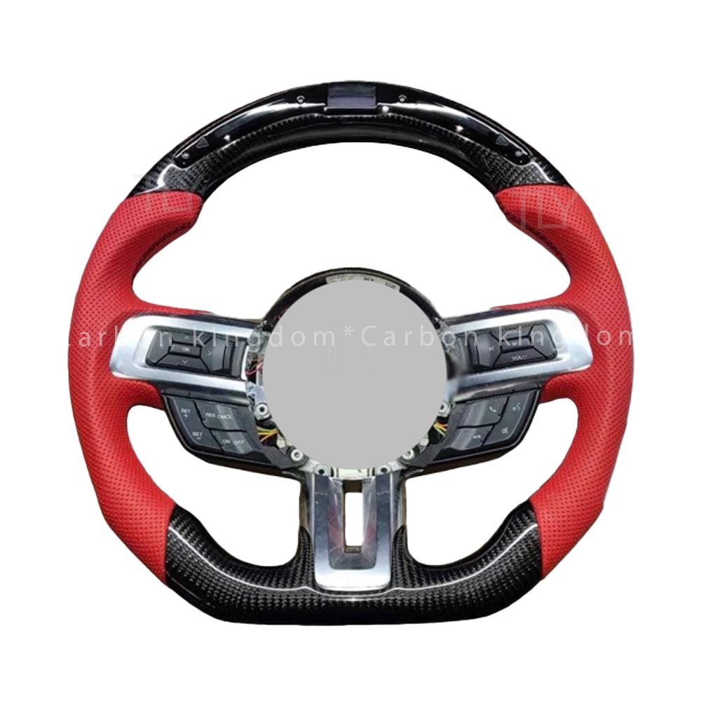 Custom LED Shift Light Racing Real Carbon fiber Steering Wheel For Ford mustang GT 2020 2018 2019 Car Steering Wheel