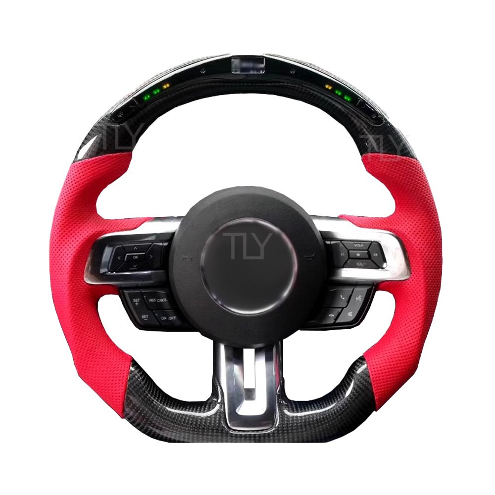 Custom LED Shift Light Racing Real Carbon fiber Steering Wheel For Ford mustang GT 2020 2018 2019 Car Steering Wheel