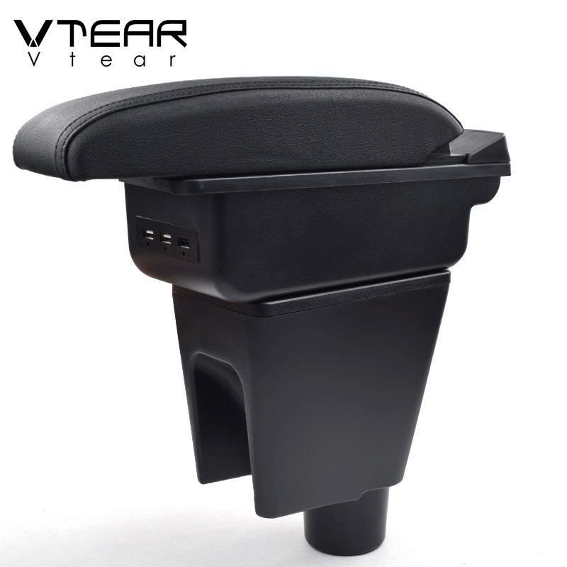 Vtear for Chevrolet Spark Armrest USB Charging Heighten Double Layer Storage Box Central Store Content Arm Rest Car Accessories