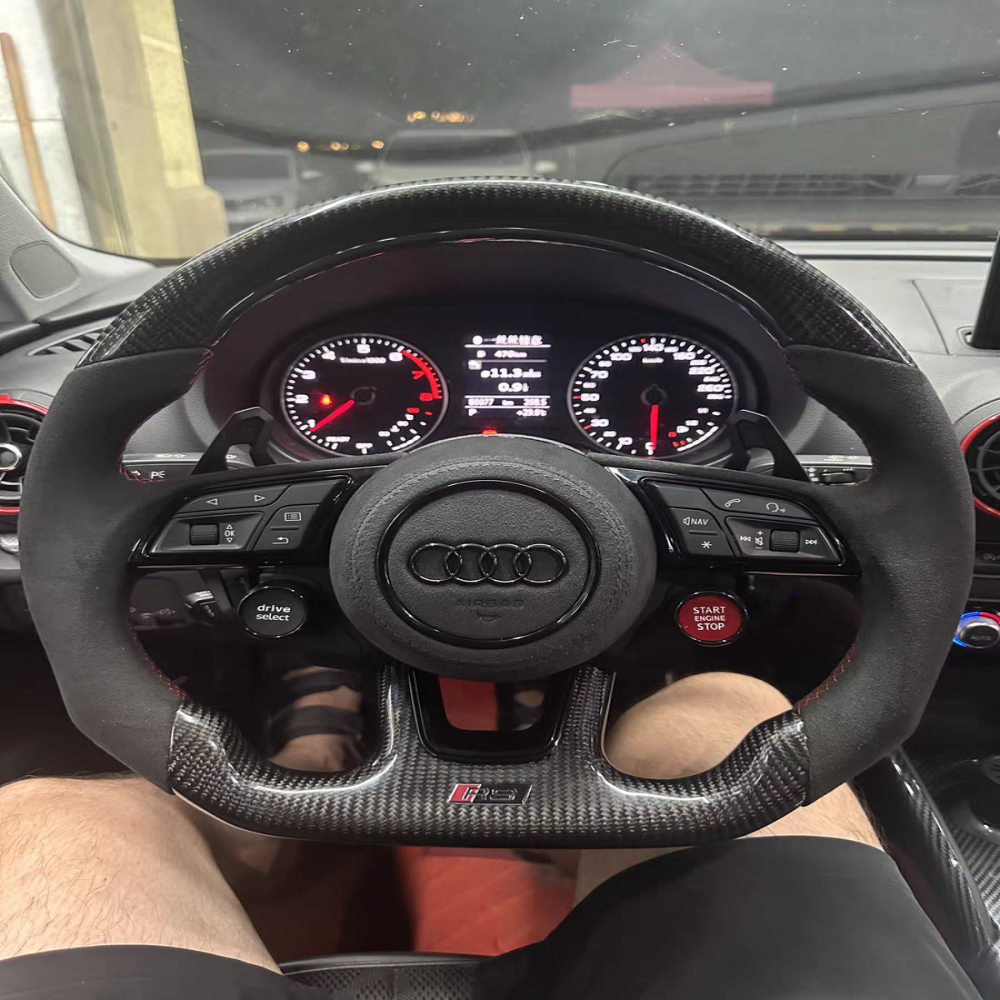 Custom Matte Carbon Fiber Car Steering Wheel Suitable For Audi RS6 C8