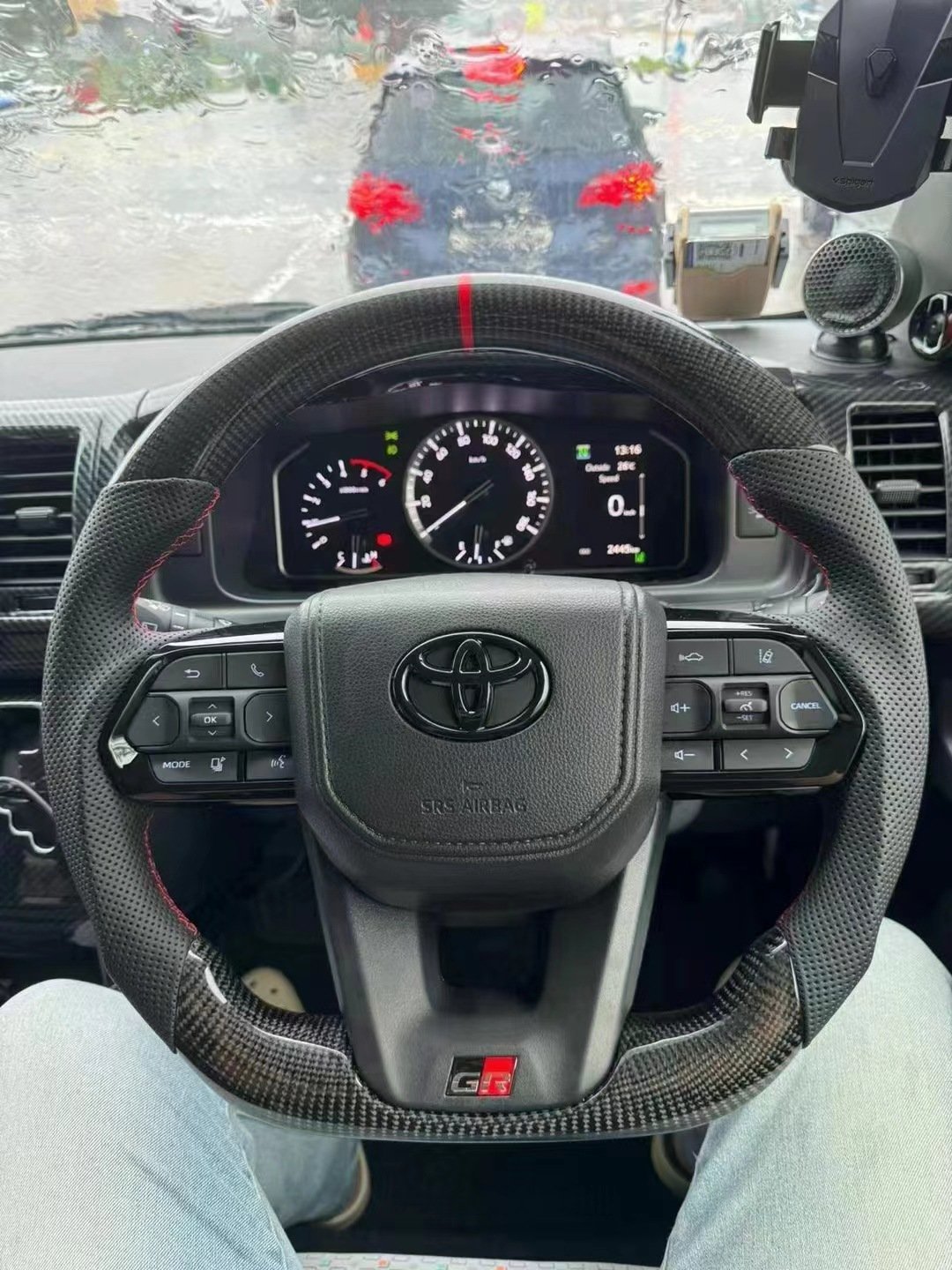 2008-2021 Toyota LAND CRUISER LC79 LC76 LC70 GR Style Carbon Fiber Steering Wheel Black Button Car Accessories